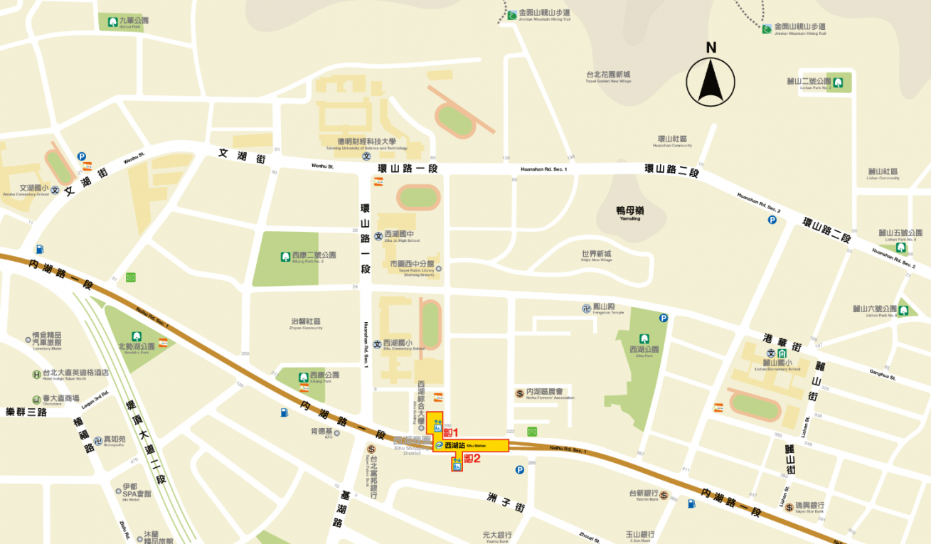 捷運內湖線沿線車站西湖站(BR16)位置圖