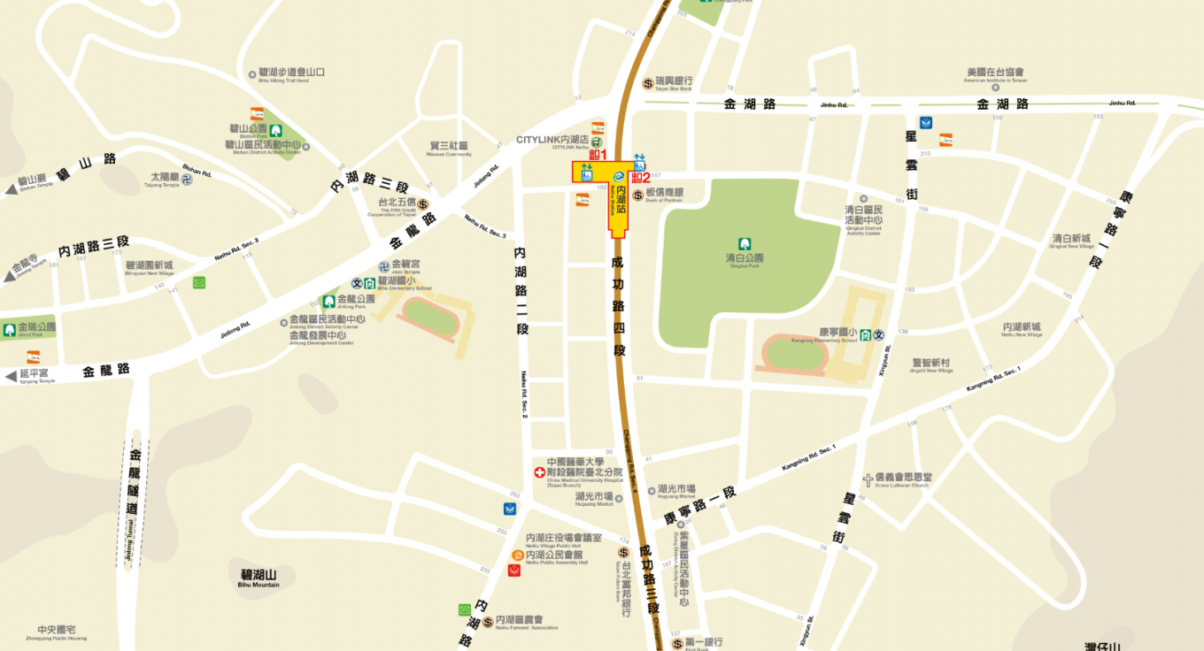 捷運內湖線沿線車站內湖站(BR19)位置圖