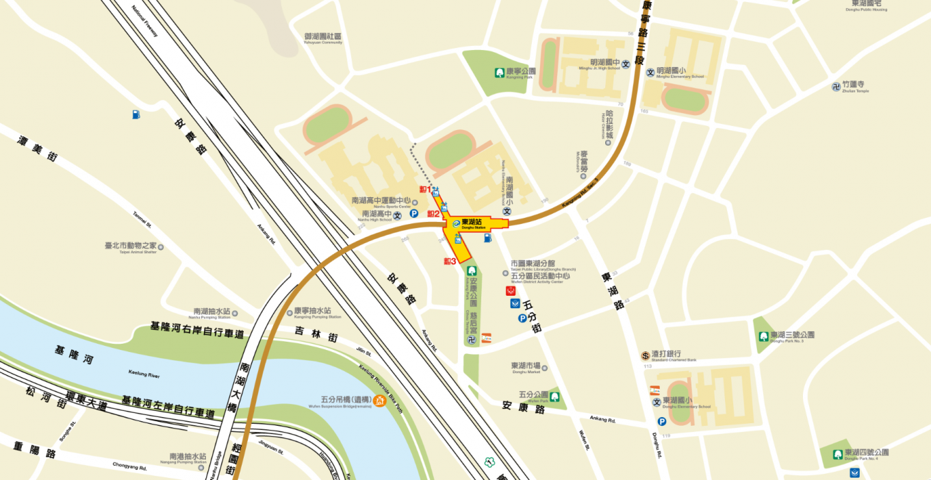捷運內湖線沿線車站東湖站(BR22)位置圖