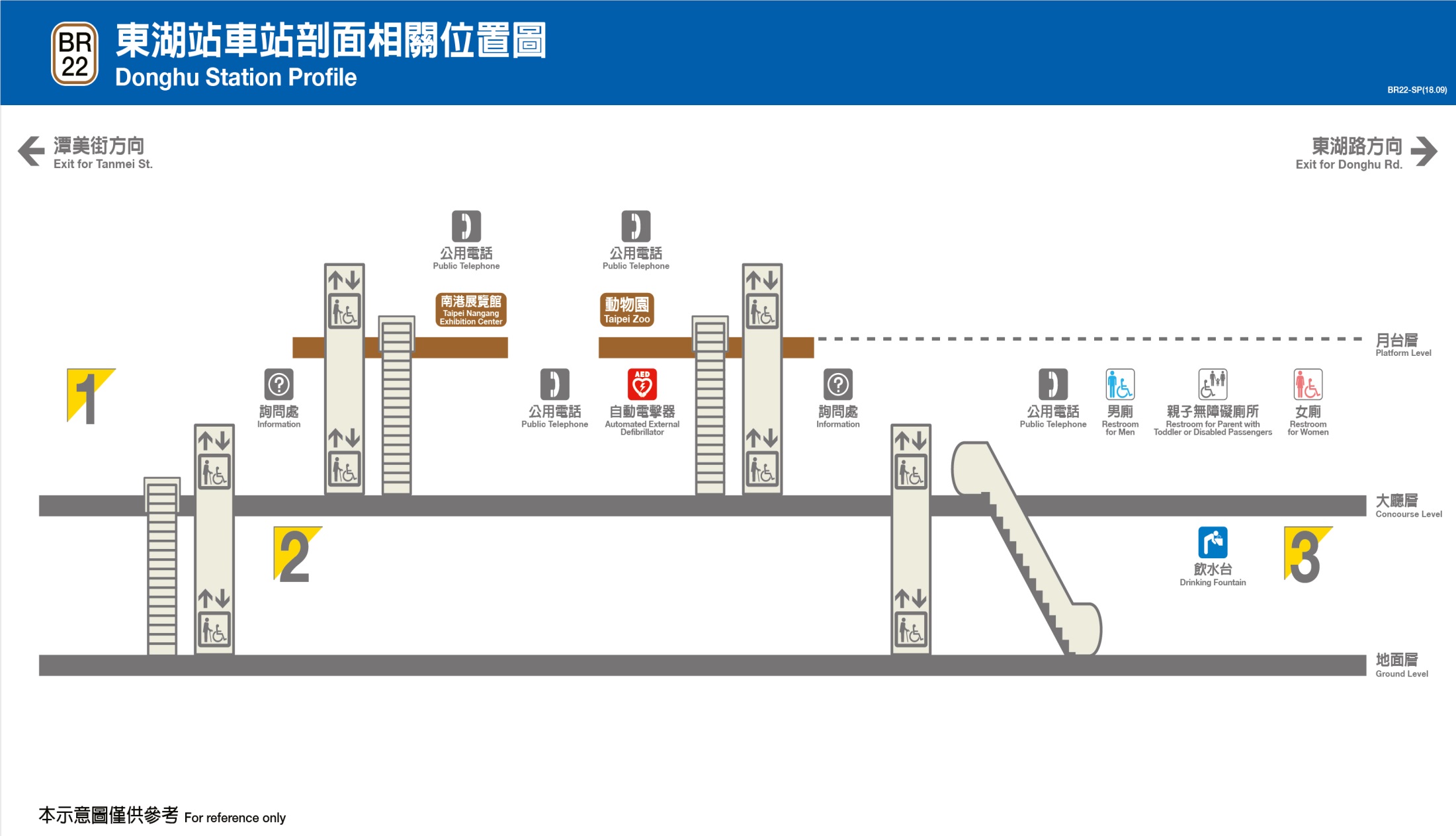 捷運內湖線沿線車站東湖站(BR22)剖面圖