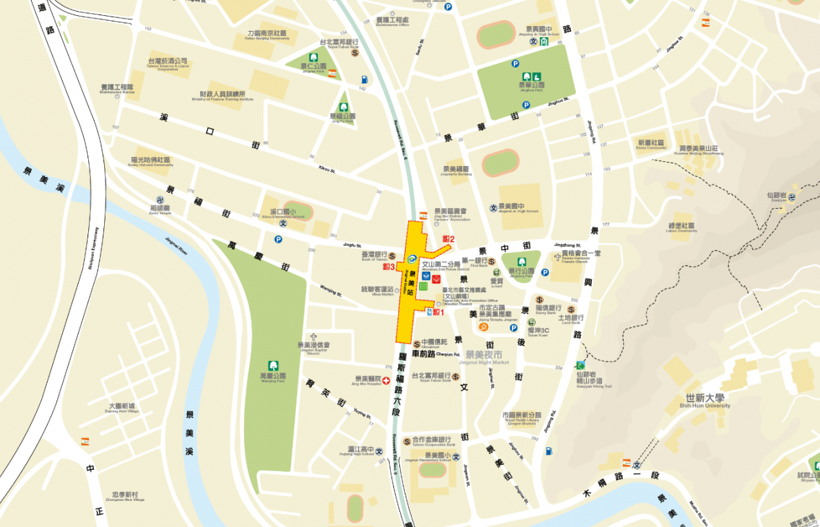 捷運松山新店線之新店線景美站(G05)位置圖