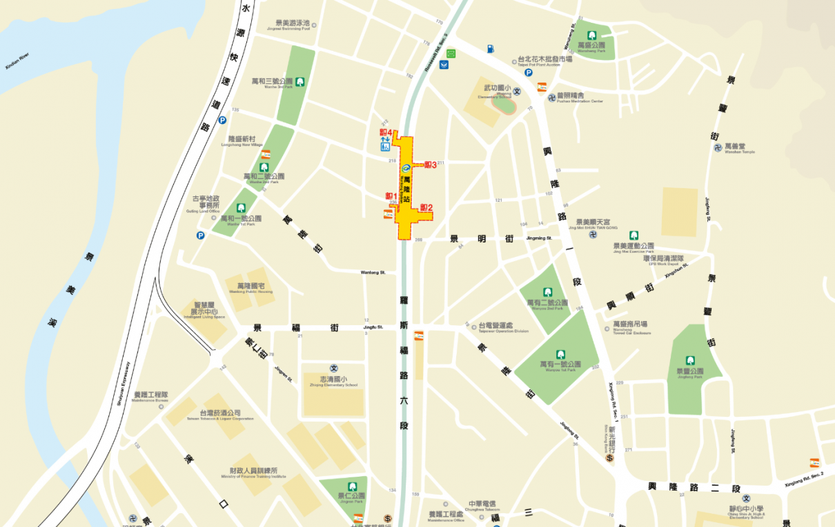 捷運松山新店線之新店線萬隆站(G06)位置圖