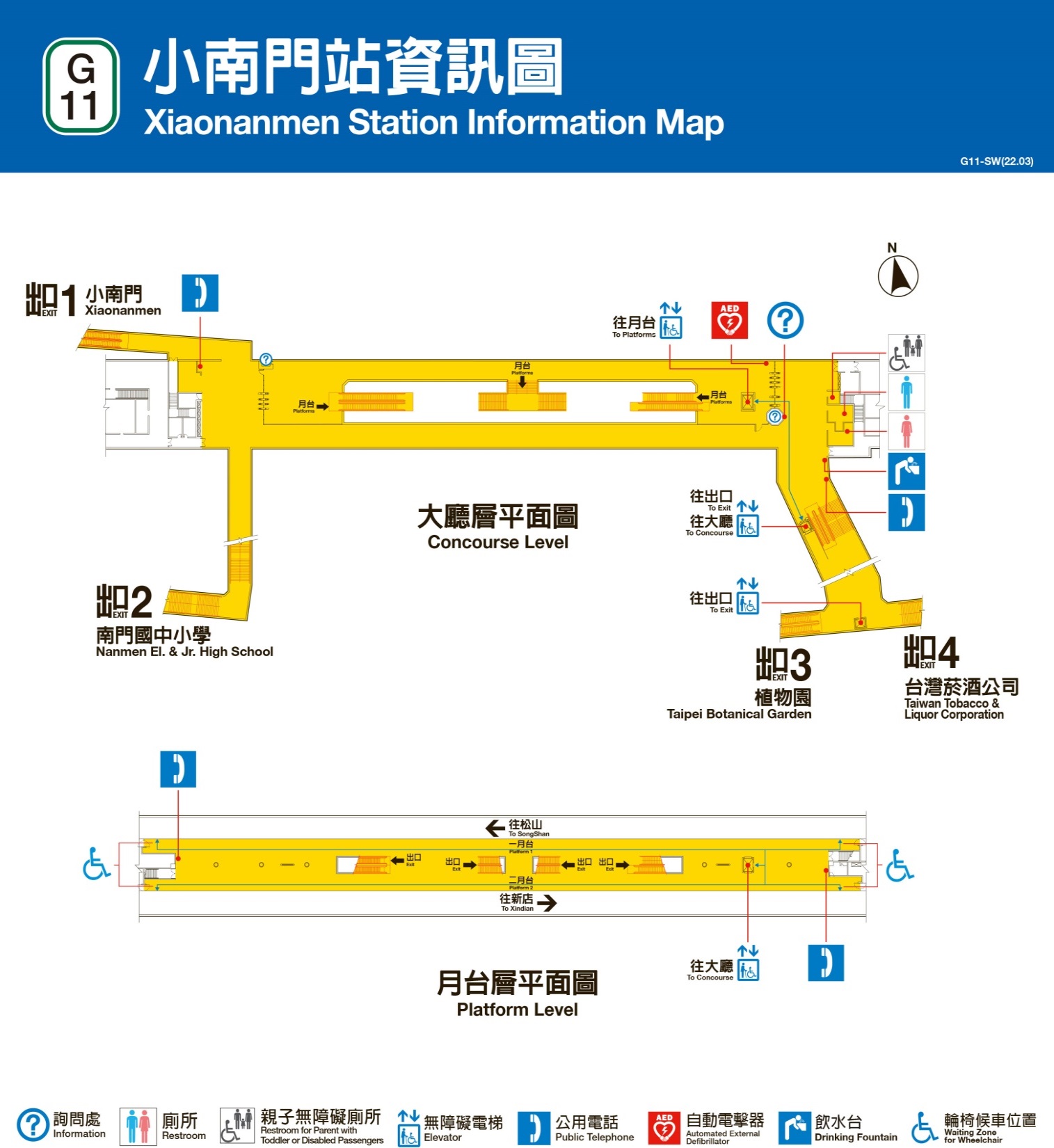 捷運松山新店線之小南門線小南門站(G11)平面圖