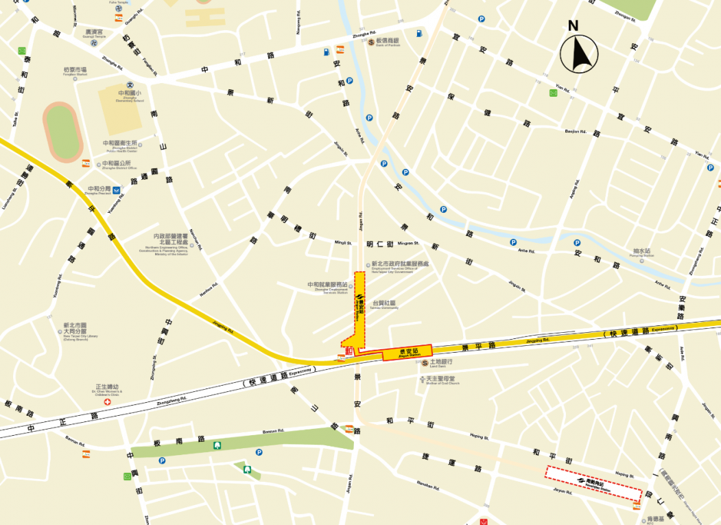捷運中和新蘆線中和線沿線車站-景安站(O02)位置圖