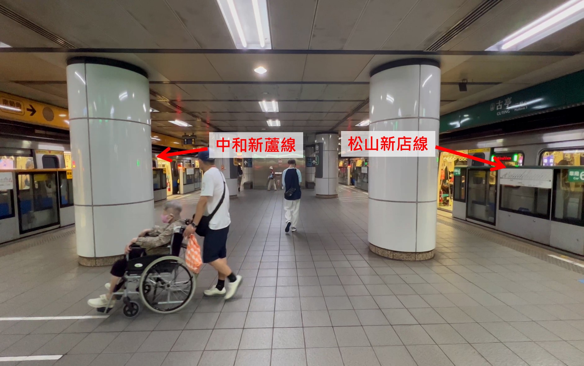 捷運中和新蘆線中和線沿線車站-古亭站(O05)轉乘松山新店線路線圖