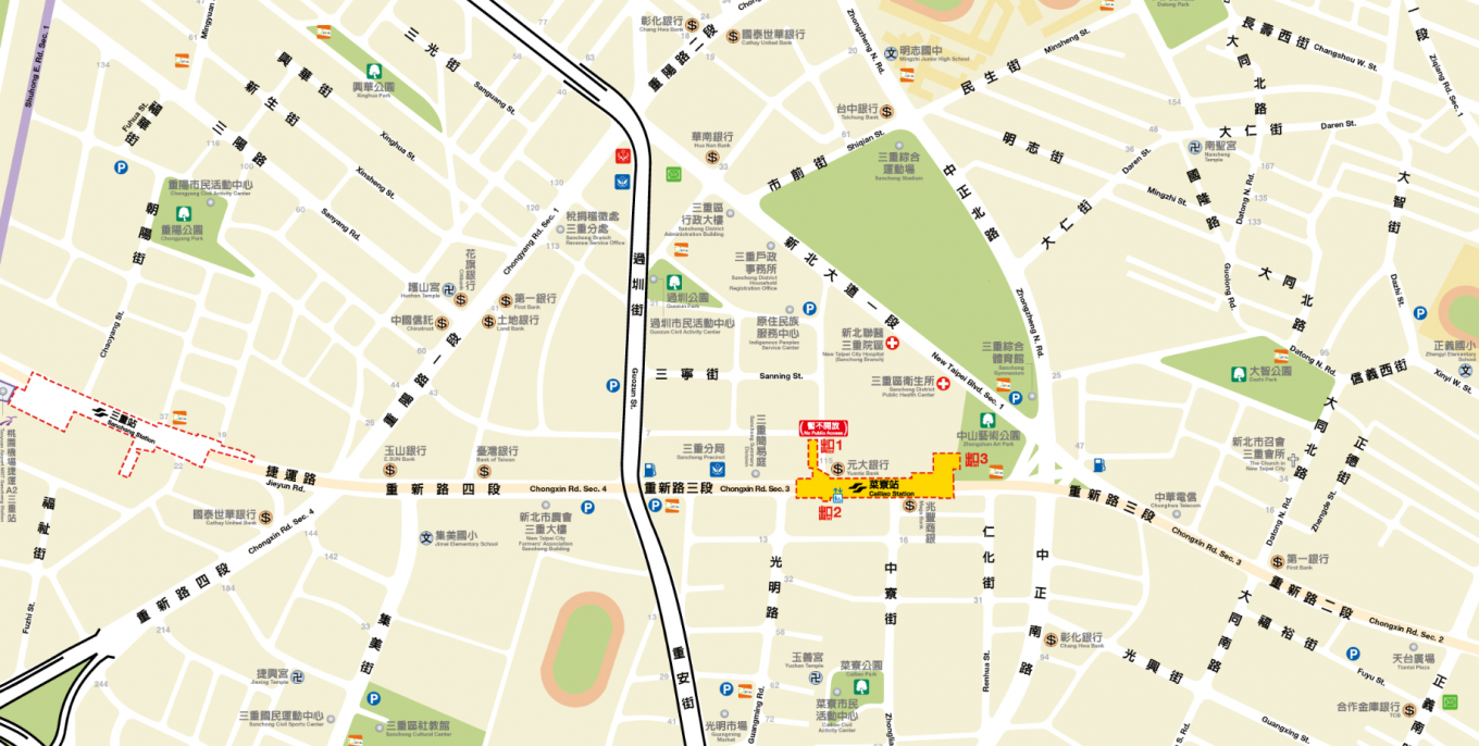 捷運中和新蘆線新莊線新北市段沿線車站-菜寮站(O14)位置圖