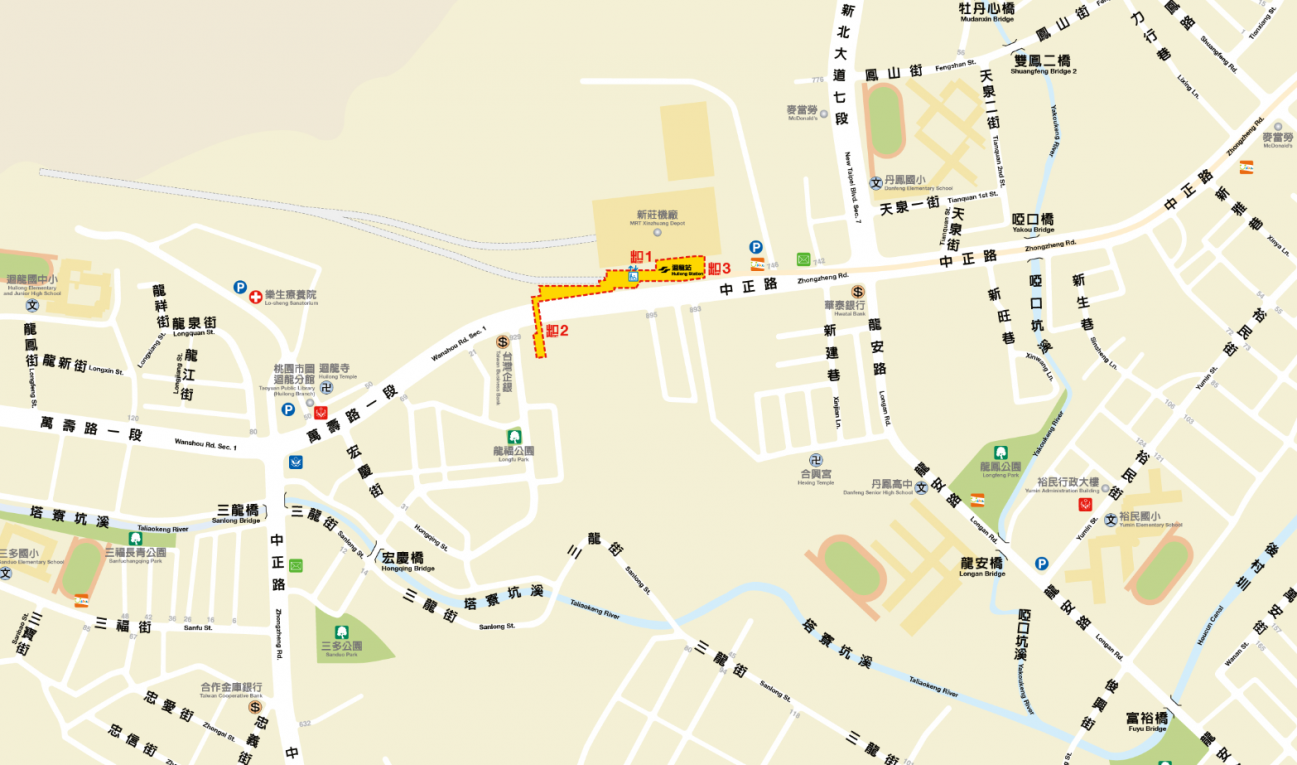 捷運中和新蘆線新莊線新北市段沿線車站-廻龍站(O21)位置圖