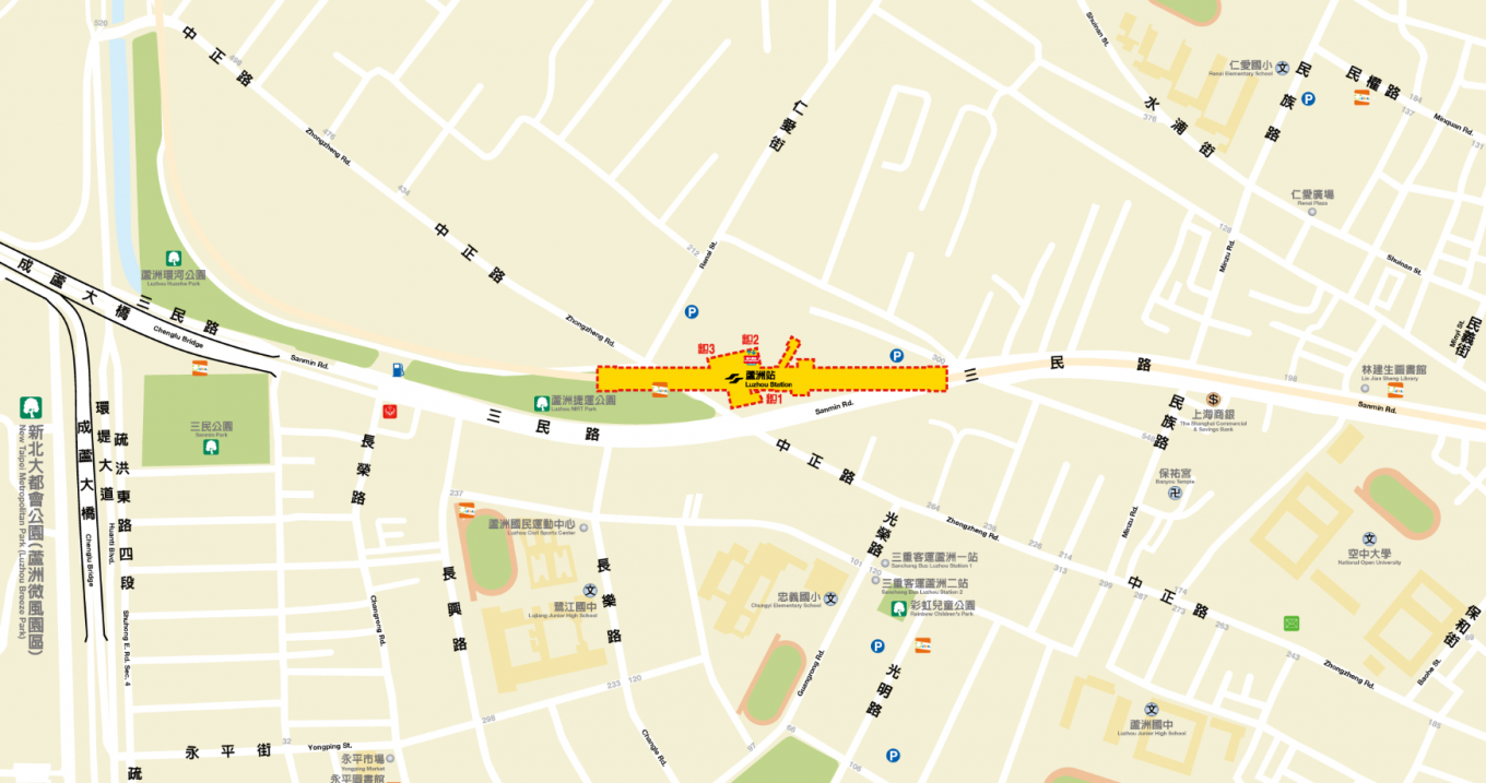 捷運中和新蘆線新莊線新北市段沿線車站-蘆洲站(蘆洲李宅)(O54)位置圖