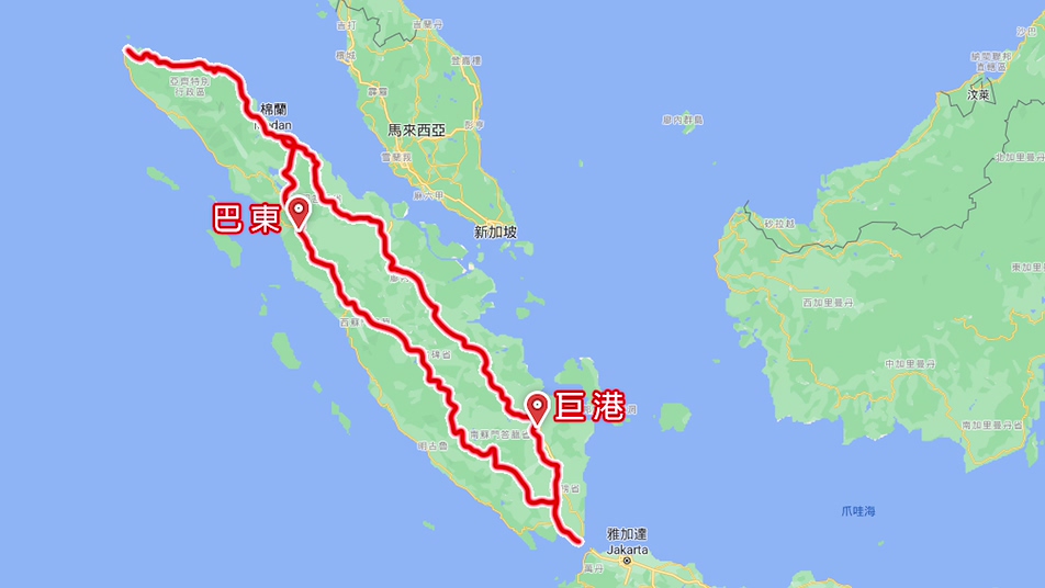 榮工處海外業務東南亞興建印尼蘇門答臘縱貫公路地理位置