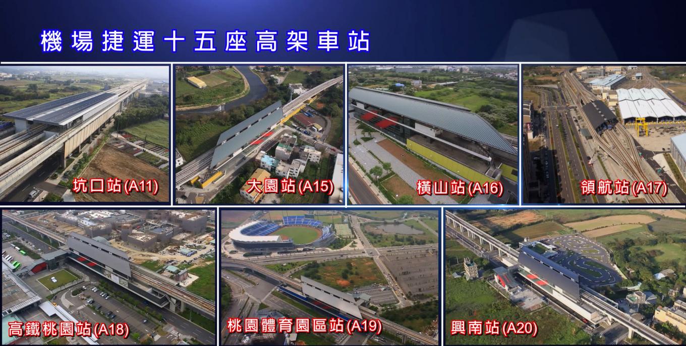 桃園機場捷運線十五座高架車站