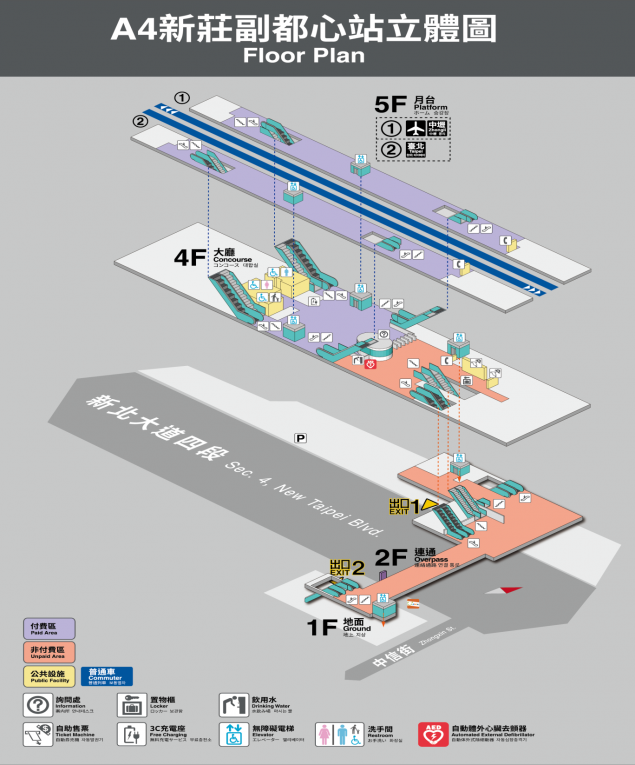 桃園機場捷運沿線車站-新莊副都心站(A4)立體圖