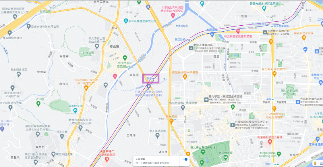 桃園機場捷運沿線車站-泰山站(A5)位置圖