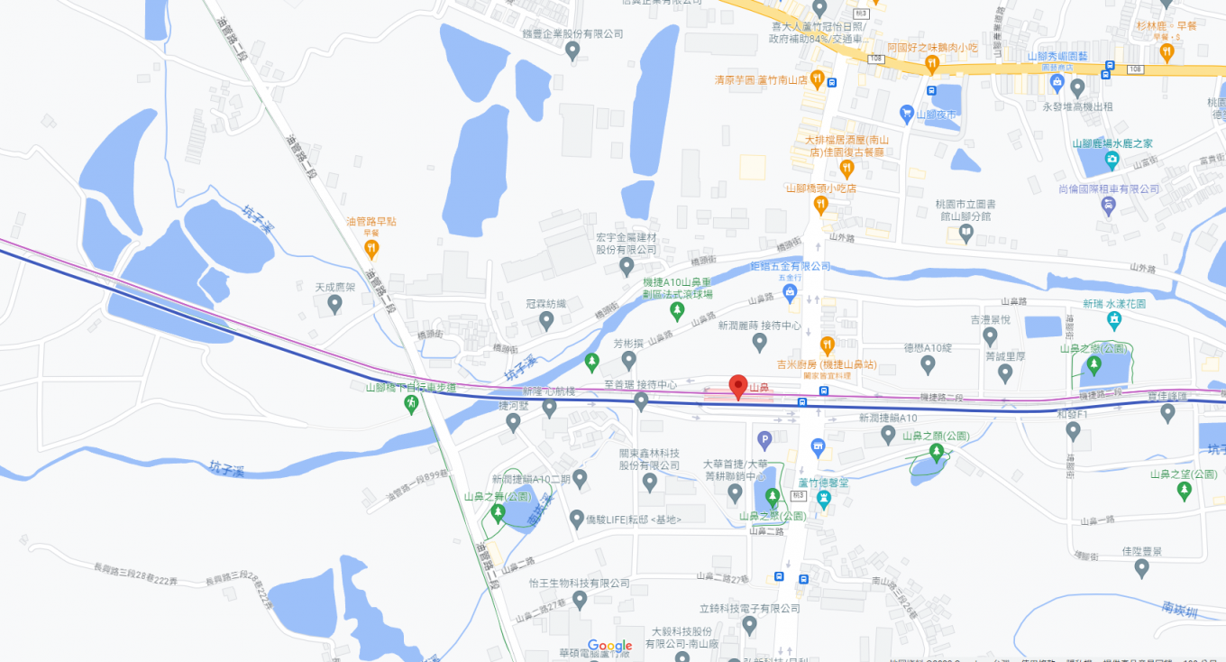 桃園機場捷運沿線車站-山鼻站(A10)位置圖