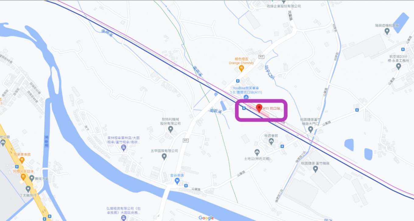 桃園機場捷運沿線車站-坑口站(A11)位置圖