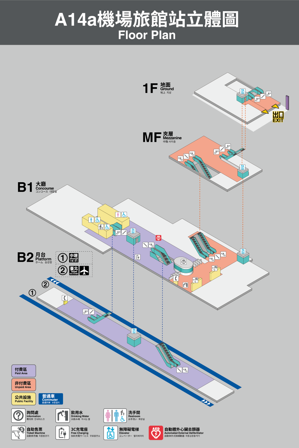 桃園機場捷運沿線車站-機場旅館站-(A14a)立體圖