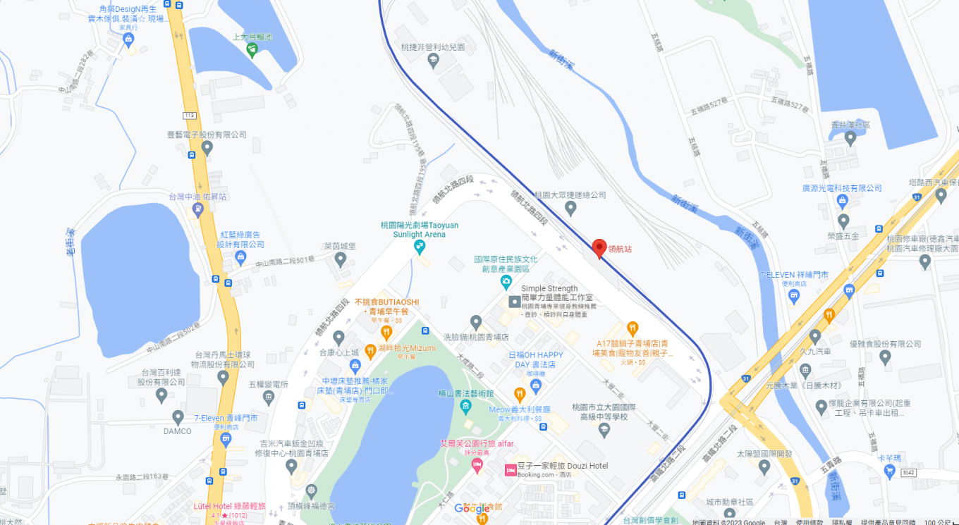 桃園機場捷運沿線車站-領航站(A17)位置圖