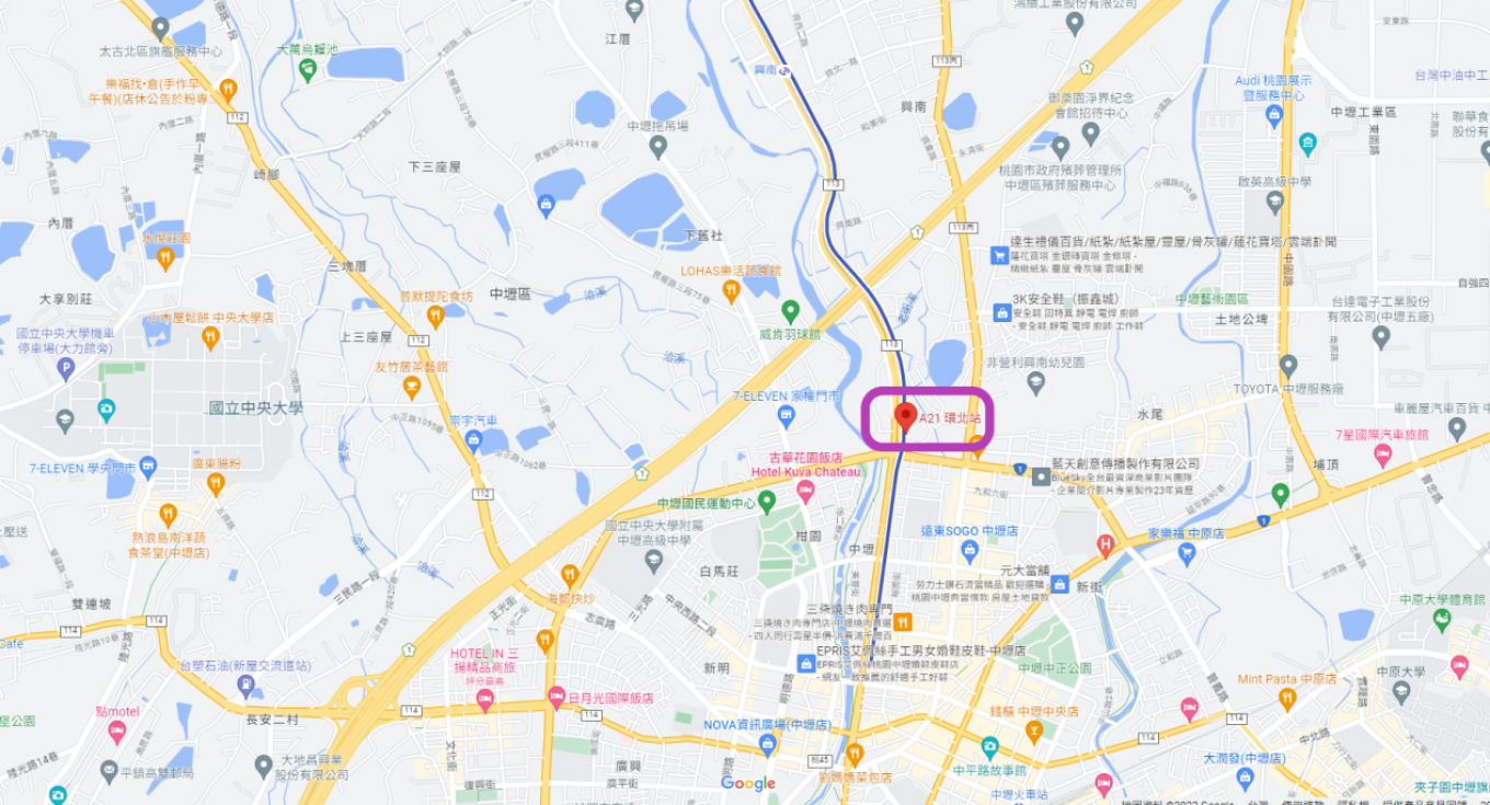 桃園機場捷運沿線車站-環北站(A21)位置圖