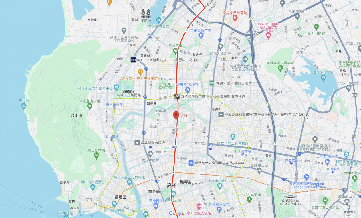 高雄捷運紅線沿線車站介紹-後驛站(R12)位置