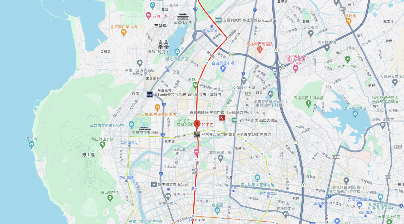 高雄捷運紅線沿線車站介紹-凹子底站(R13)位置