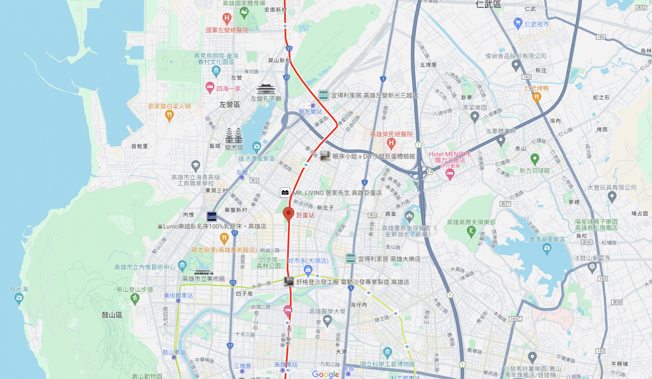 高雄捷運紅線沿線車站介紹-巨蛋站(R14)位置