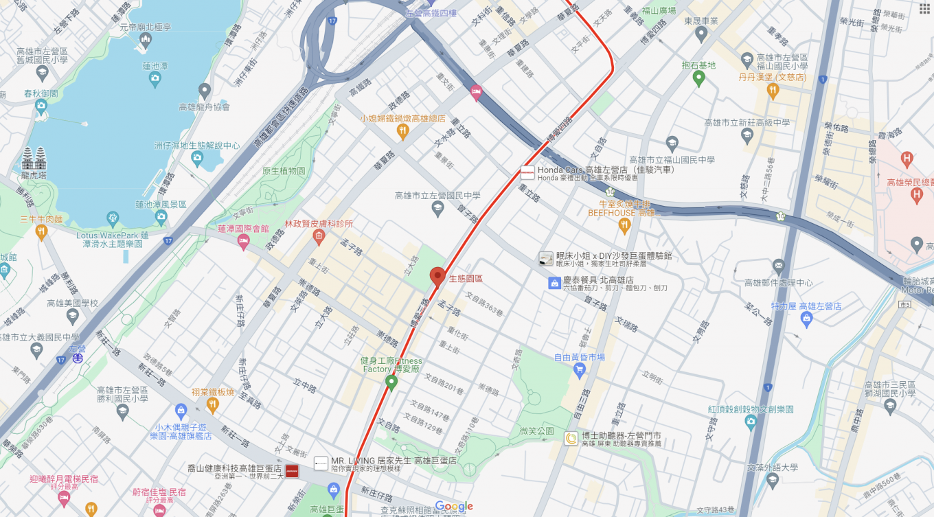 高雄捷運紅線沿線車站介紹-生態園區站(R15)位置