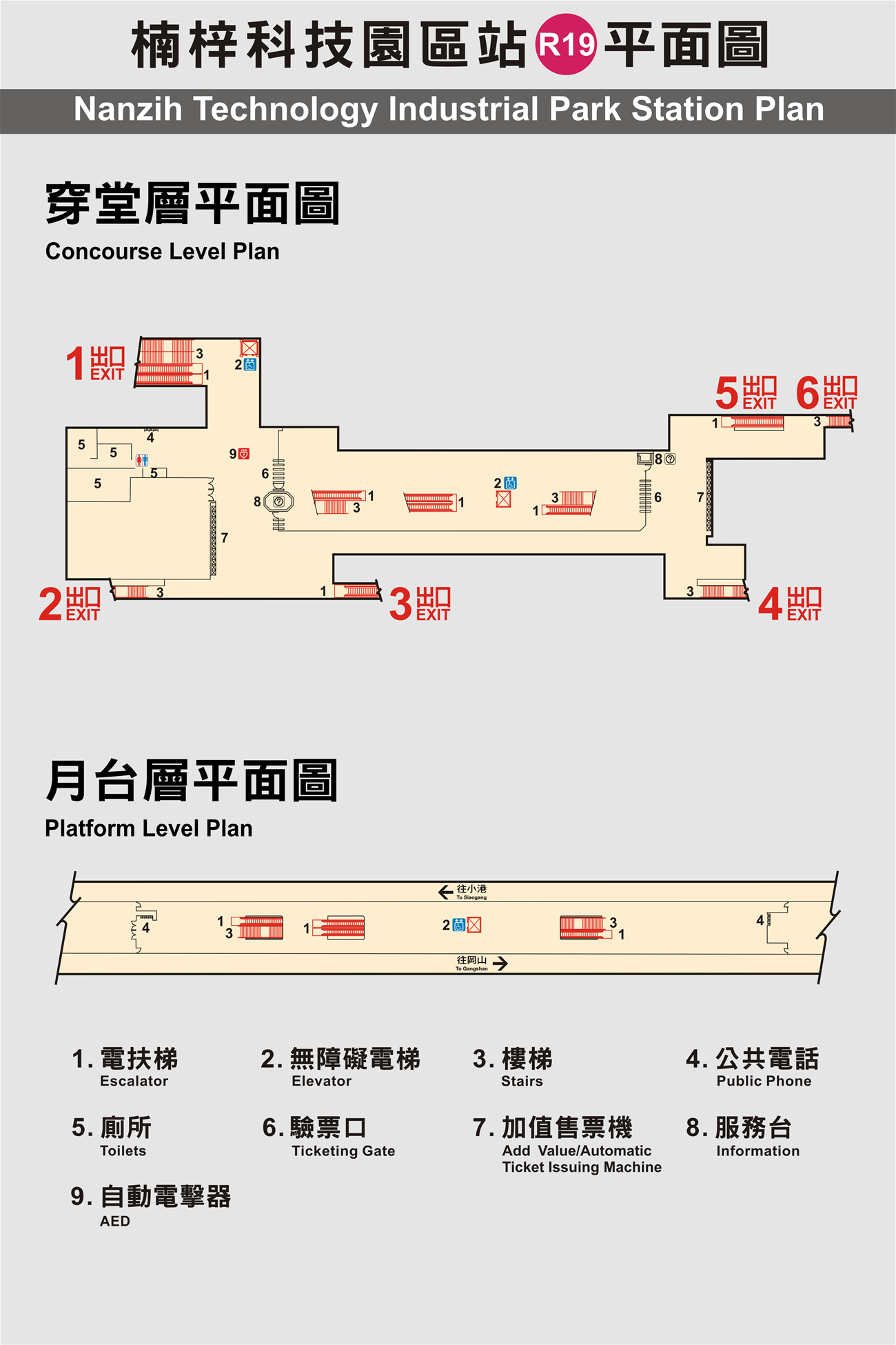 高雄捷運紅線沿線車站介紹-楠梓加工區站(R19) -平面圖