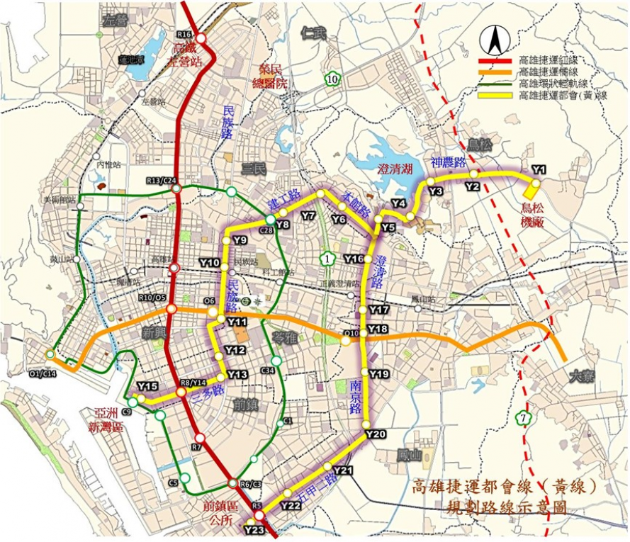 高雄捷運-興建中路網-高雄捷運黃線