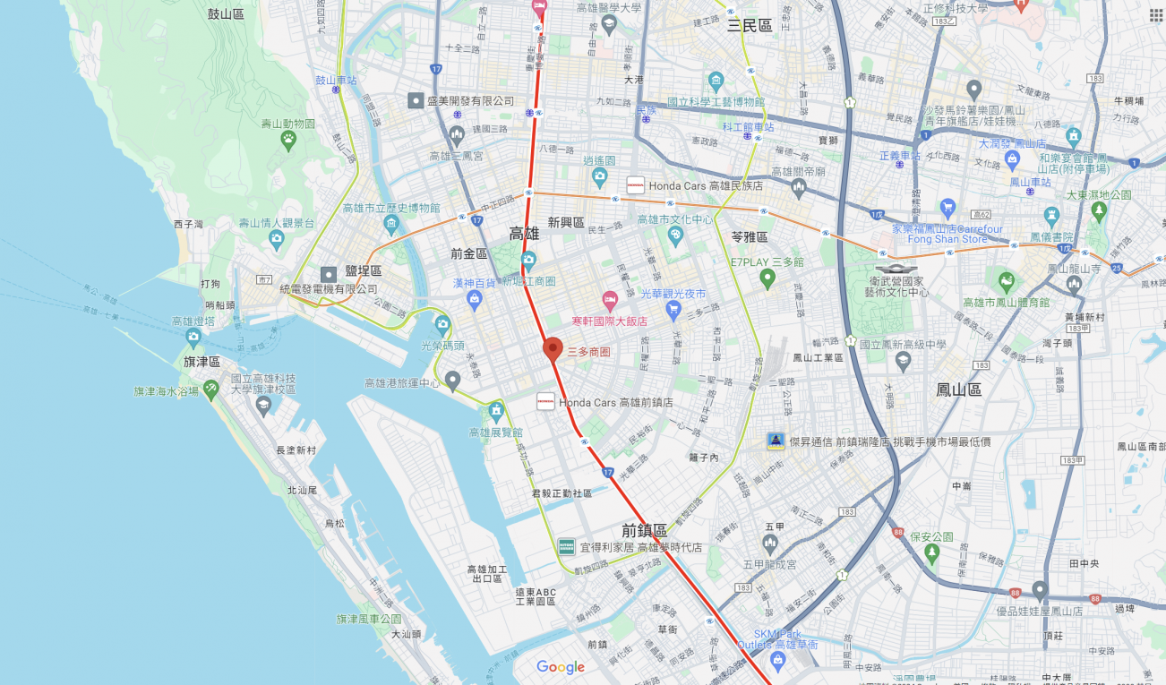 高雄捷運紅線沿線車站介紹-三多商圈站(R8)位置