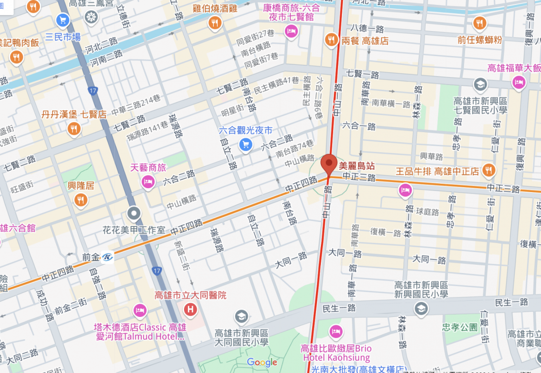 高雄捷運橘線沿線車站介紹-美麗島站(R10)(O5)位置