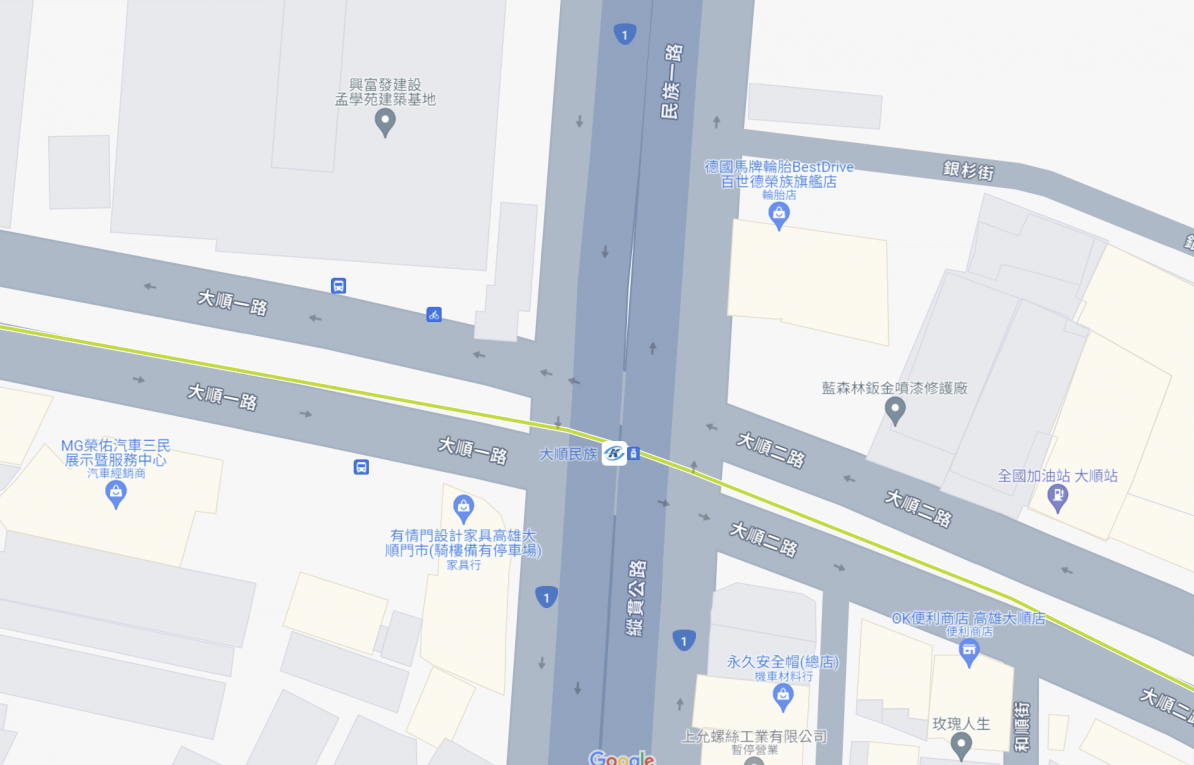 高雄環狀輕軌沿線車站介紹-大順民族站(C26)位置