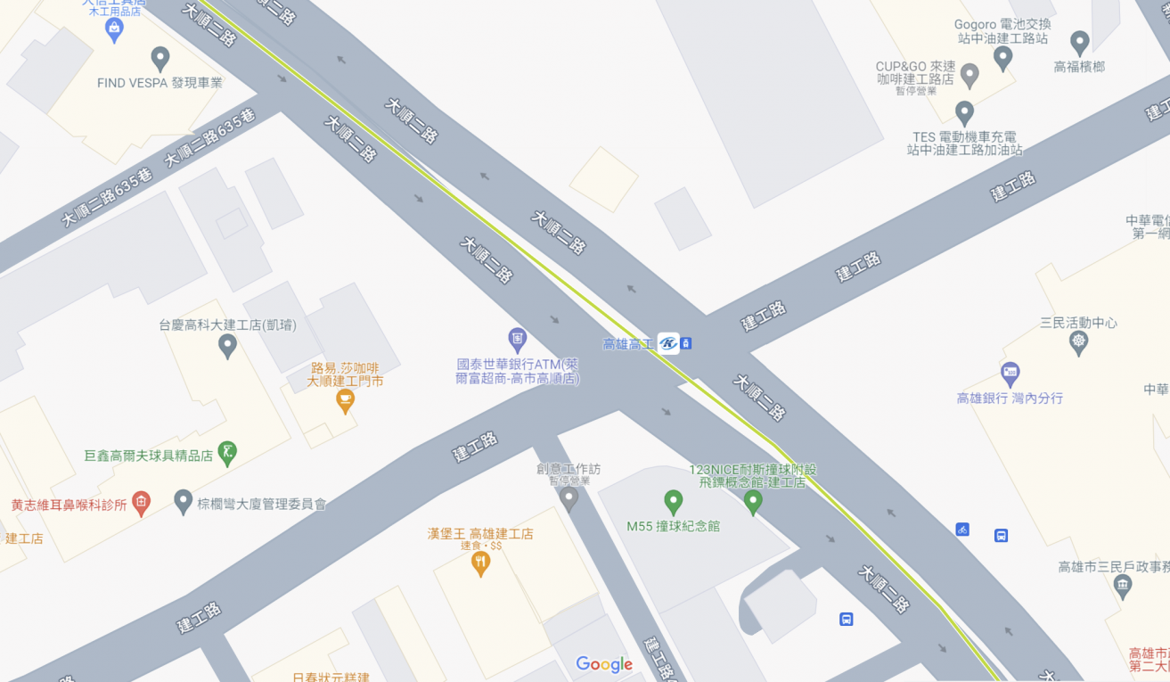 高雄環狀輕軌沿線車站介紹-高雄高工站(C28)位置