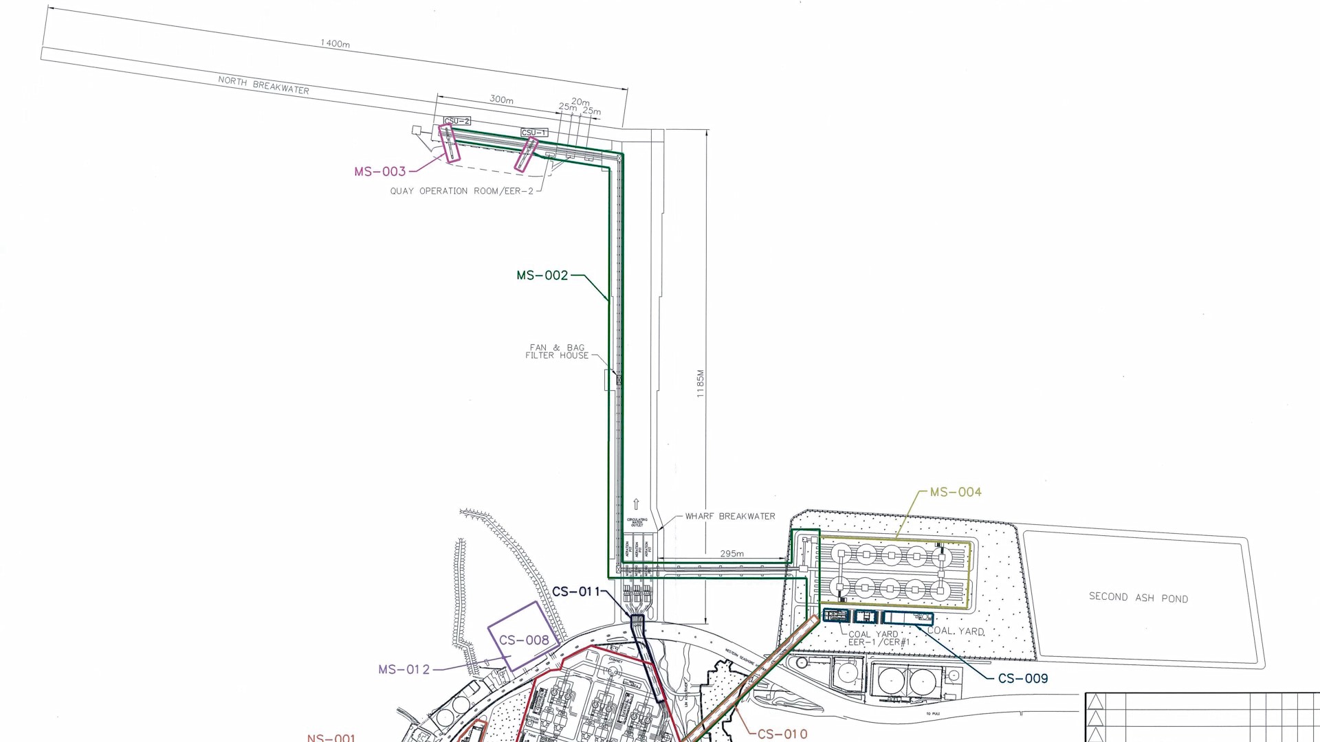 林口電廠擴建計畫中可供煤輪靠港的卸煤碼頭工程圖