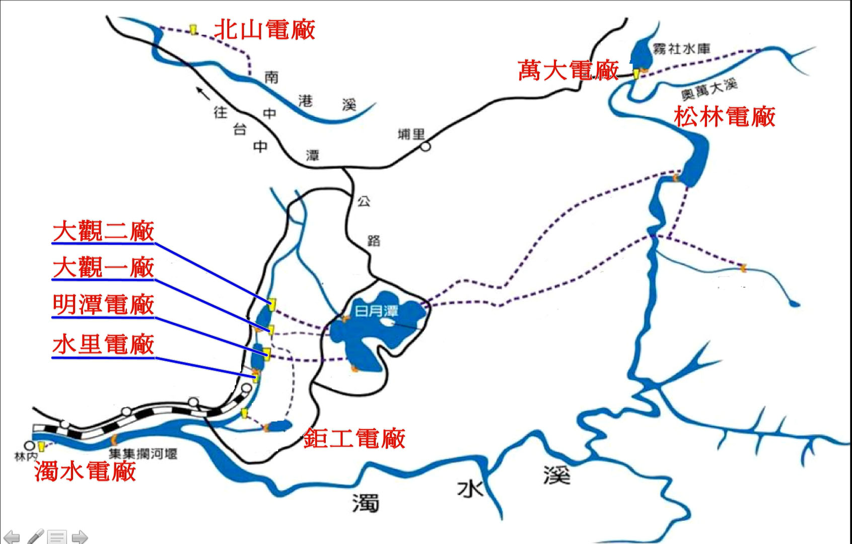 濁水溪流域電廠分佈圖