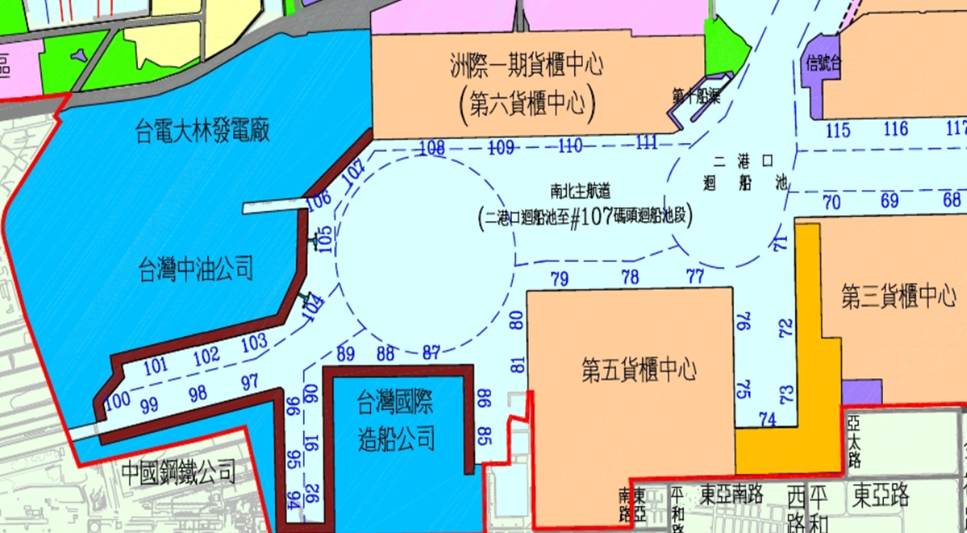 高雄港12年擴建計畫：大林蒲新生地。提供中鋼、中油、台電大林廠、中船等大型國營公司建廠之用