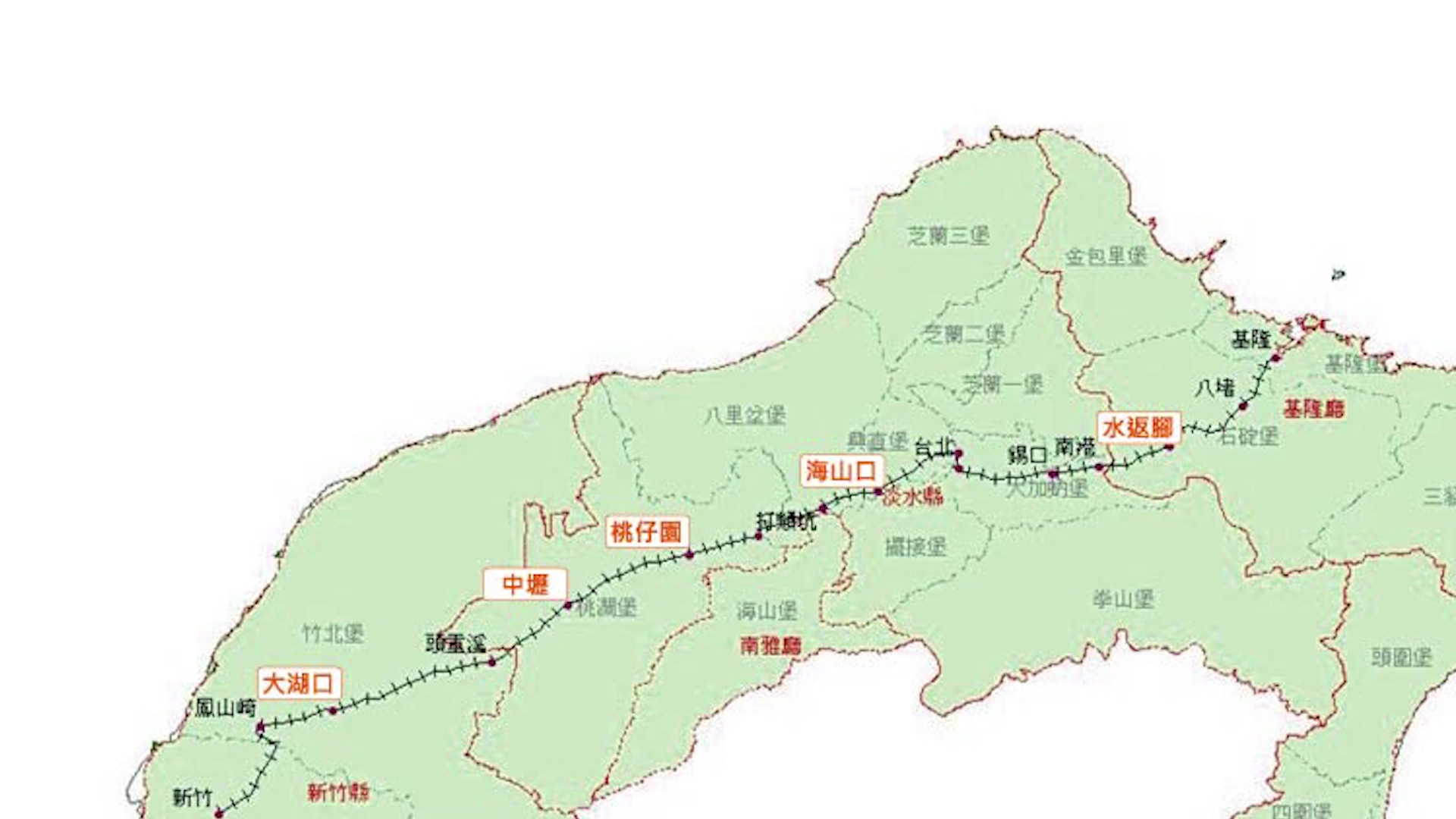 清領時期台灣鐵路分布示意圖