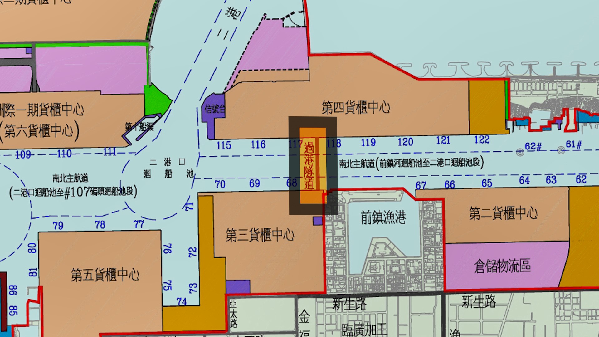 高雄過港隧道工程：橫跨高雄市前鎮區與旗津區之間，由1981年5月開工並於1984年5月完工通車。