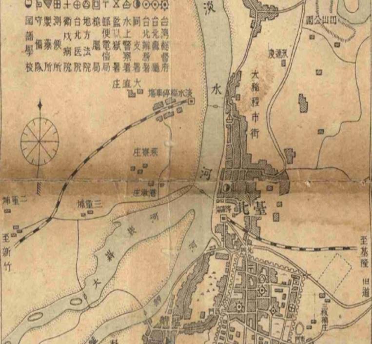 鐵路淡水支線1901年台北市街道地圖