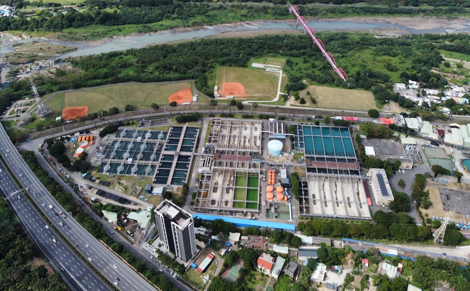 板新淨水場空拍圖