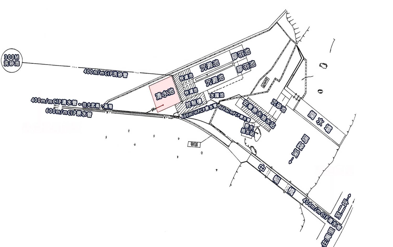 公共給水基隆地區中幅淨水場平面圖