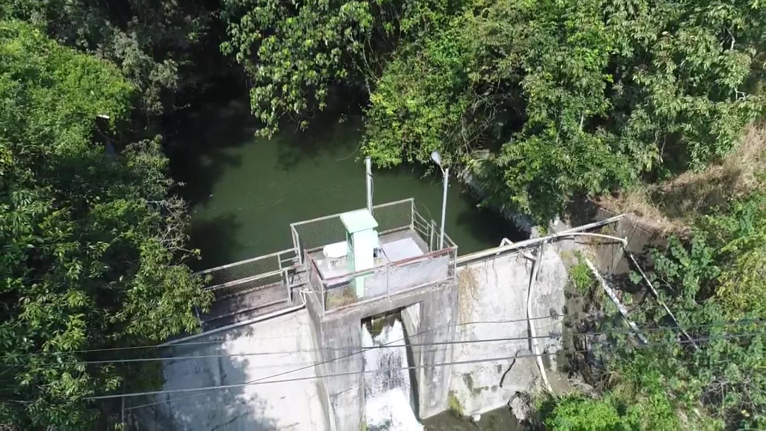 日月潭水力發電計畫所需電力的北山坑電廠沉沙池俯瞰