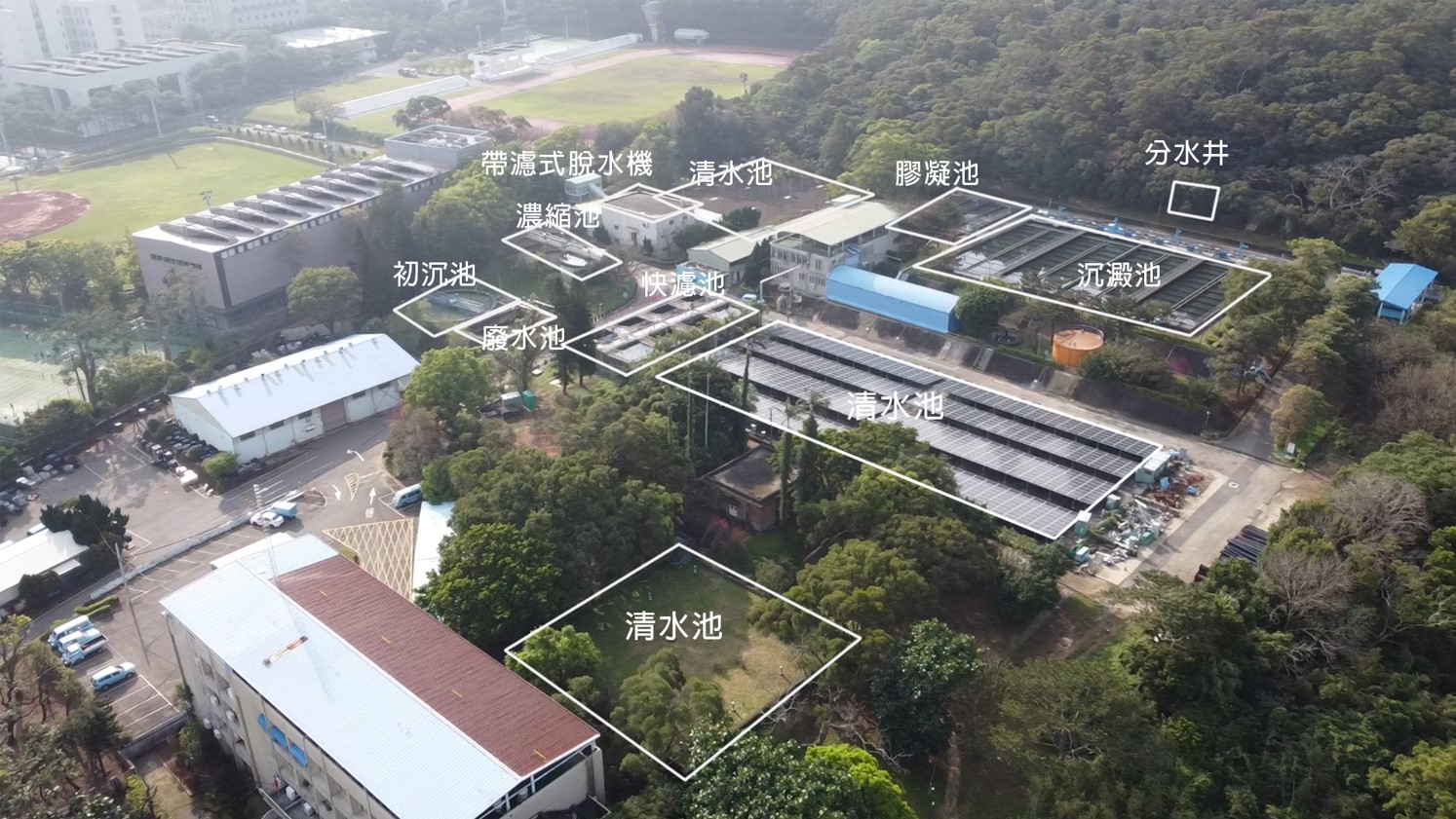 竹苗地區公共給水新竹第一淨水場的淨水流程