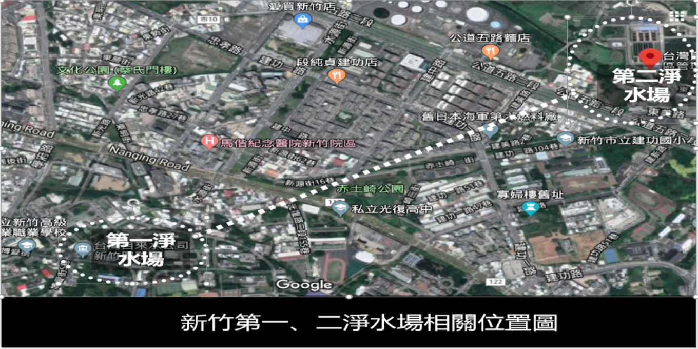 竹苗地區新竹第一、二淨水場相關位置圖