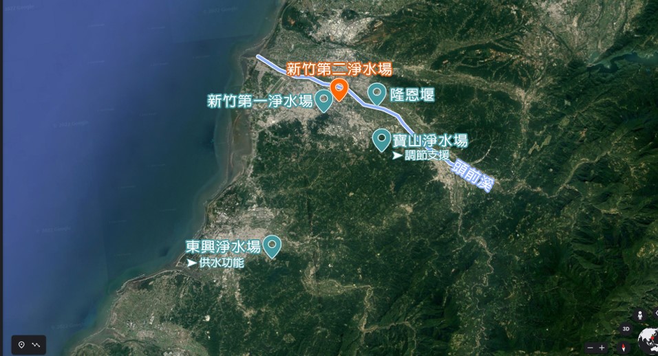 新竹第二淨水場供水設施地理位置