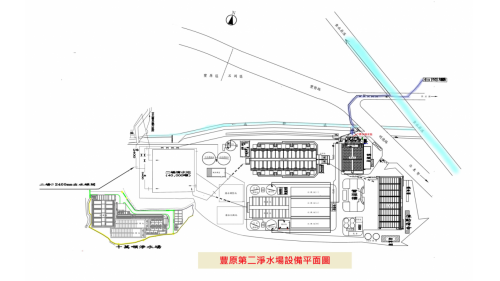 大台中地區公共給水豐原給水廠第二淨水場設備平面圖