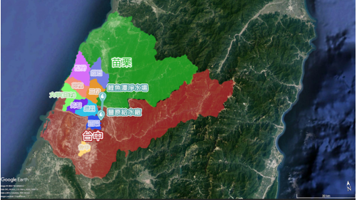 大台中地區公共給水鯉魚潭淨水場供水區域