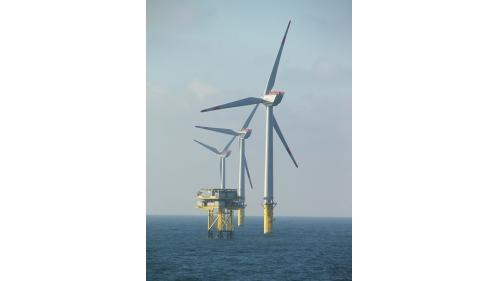 北海Alpha Ventus離岸風力發電場的風力發電機及變電所