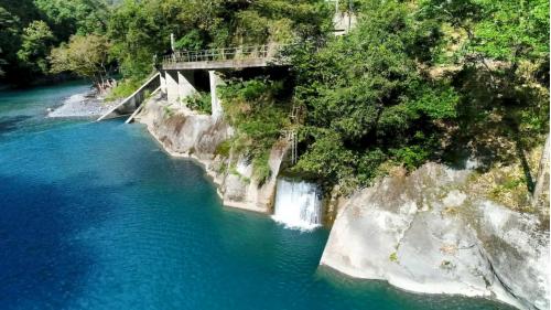 濁水溪流域萬大電廠尾水出口俯瞰