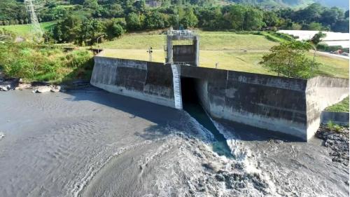 濁水溪流域萬大電廠松林分廠之尾水出口俯瞰