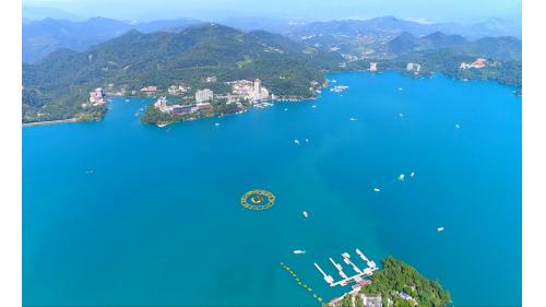 濁水溪流域日月潭上空鳥瞰