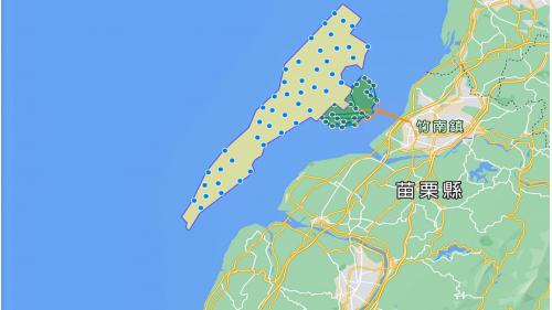 海能風電位於苗栗縣外海約4至10公里處，風場面積為68.81平方公里，緊鄰海洋風電。2019年11月開始施工，將建置47支8MW風機